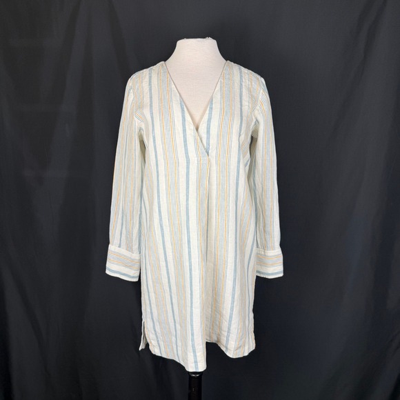 Faherty Dresses & Skirts - Faherty Beach Days 100% Linen Luciano Stripe Coastal Tunic Dress Sz S